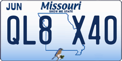 MO license plate QL8X4O