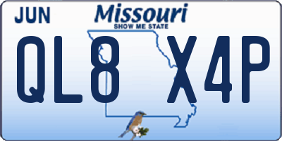 MO license plate QL8X4P