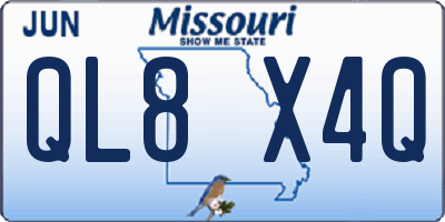 MO license plate QL8X4Q