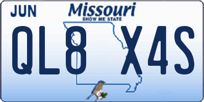 MO license plate QL8X4S