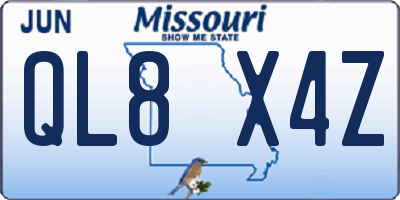 MO license plate QL8X4Z