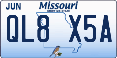 MO license plate QL8X5A
