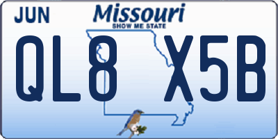 MO license plate QL8X5B