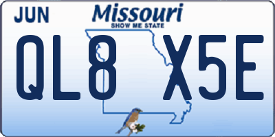 MO license plate QL8X5E