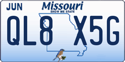 MO license plate QL8X5G