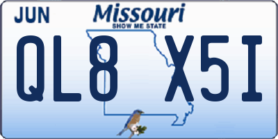 MO license plate QL8X5I