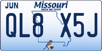MO license plate QL8X5J
