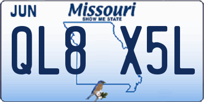 MO license plate QL8X5L