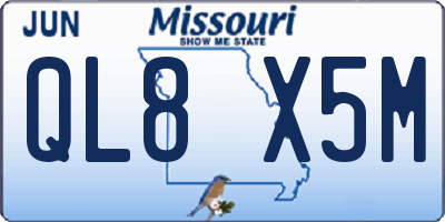 MO license plate QL8X5M