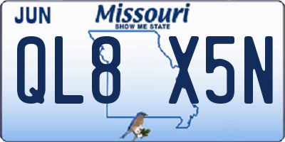 MO license plate QL8X5N