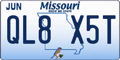 MO license plate QL8X5T