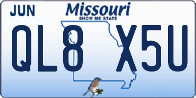 MO license plate QL8X5U