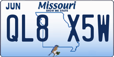 MO license plate QL8X5W