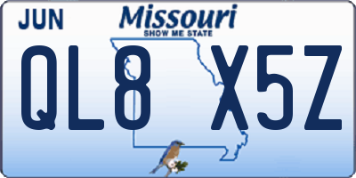 MO license plate QL8X5Z
