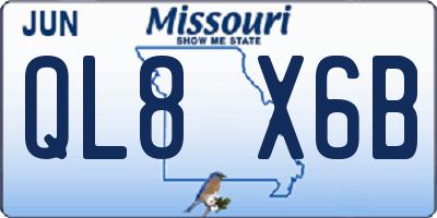 MO license plate QL8X6B