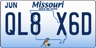 MO license plate QL8X6D
