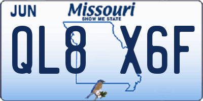 MO license plate QL8X6F