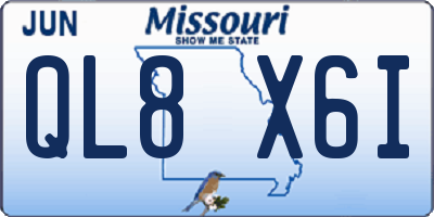MO license plate QL8X6I