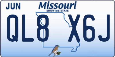 MO license plate QL8X6J