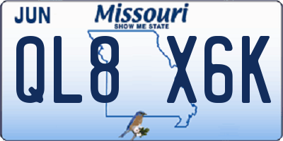 MO license plate QL8X6K