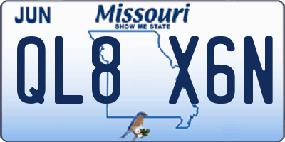 MO license plate QL8X6N