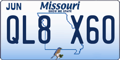MO license plate QL8X6O