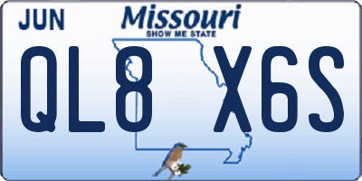 MO license plate QL8X6S