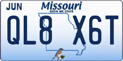 MO license plate QL8X6T