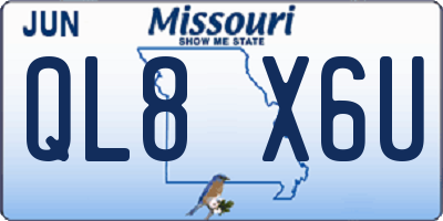 MO license plate QL8X6U