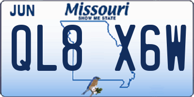 MO license plate QL8X6W