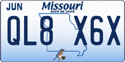 MO license plate QL8X6X