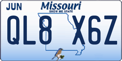 MO license plate QL8X6Z