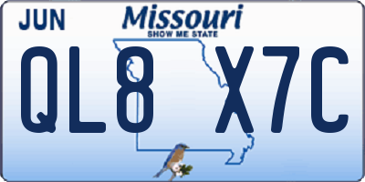 MO license plate QL8X7C