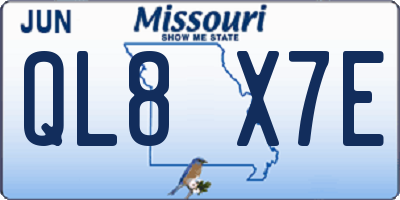 MO license plate QL8X7E