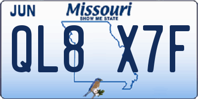 MO license plate QL8X7F