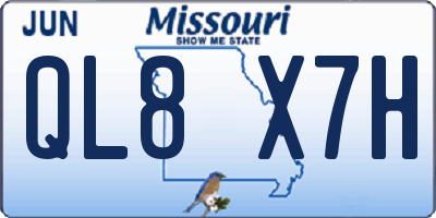MO license plate QL8X7H