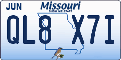 MO license plate QL8X7I