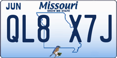 MO license plate QL8X7J