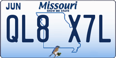 MO license plate QL8X7L