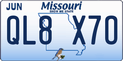 MO license plate QL8X7O