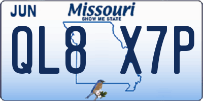 MO license plate QL8X7P