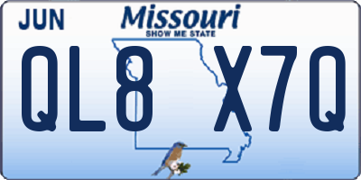 MO license plate QL8X7Q