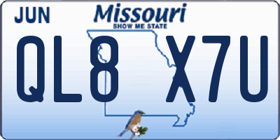 MO license plate QL8X7U