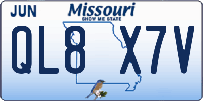 MO license plate QL8X7V