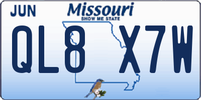 MO license plate QL8X7W