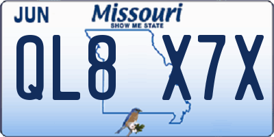 MO license plate QL8X7X