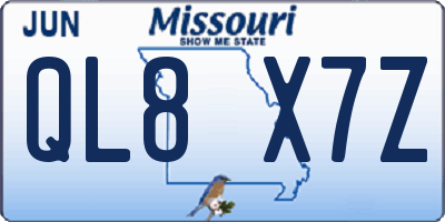 MO license plate QL8X7Z