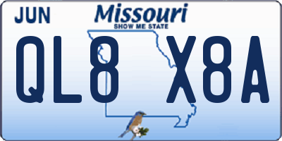 MO license plate QL8X8A