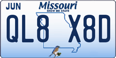 MO license plate QL8X8D
