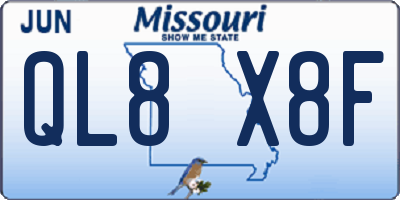 MO license plate QL8X8F